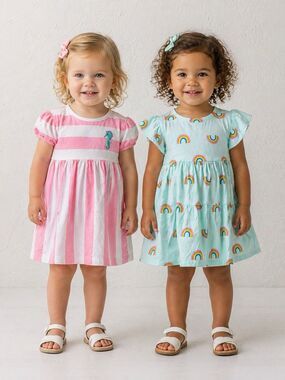 Cat & Jack Mint Rainborw and Carter Pink Toddler Girls dress 18M  Knit Short